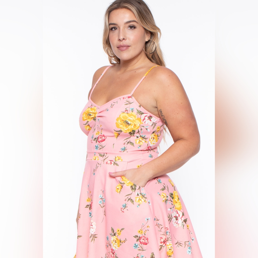 NEW NWOT CurvySense Plus Size Pink Blossom Floral Dress Size 4XL - Picture 3 of 7